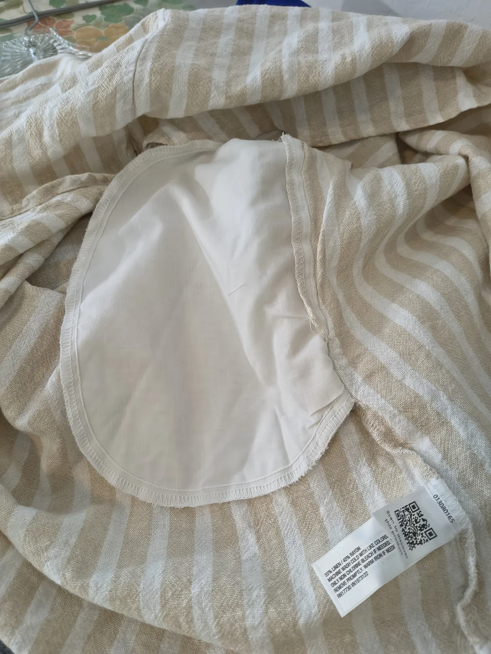 Beige and White Linen-Rayon Dress